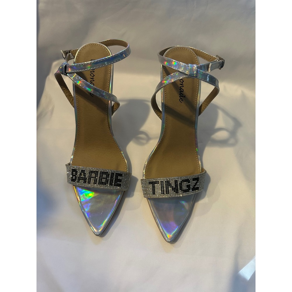 Lemonade Smash Heels Rhinestone BARBIE‎ TINGZ Silver Pointed Toe Stiletto 8.5